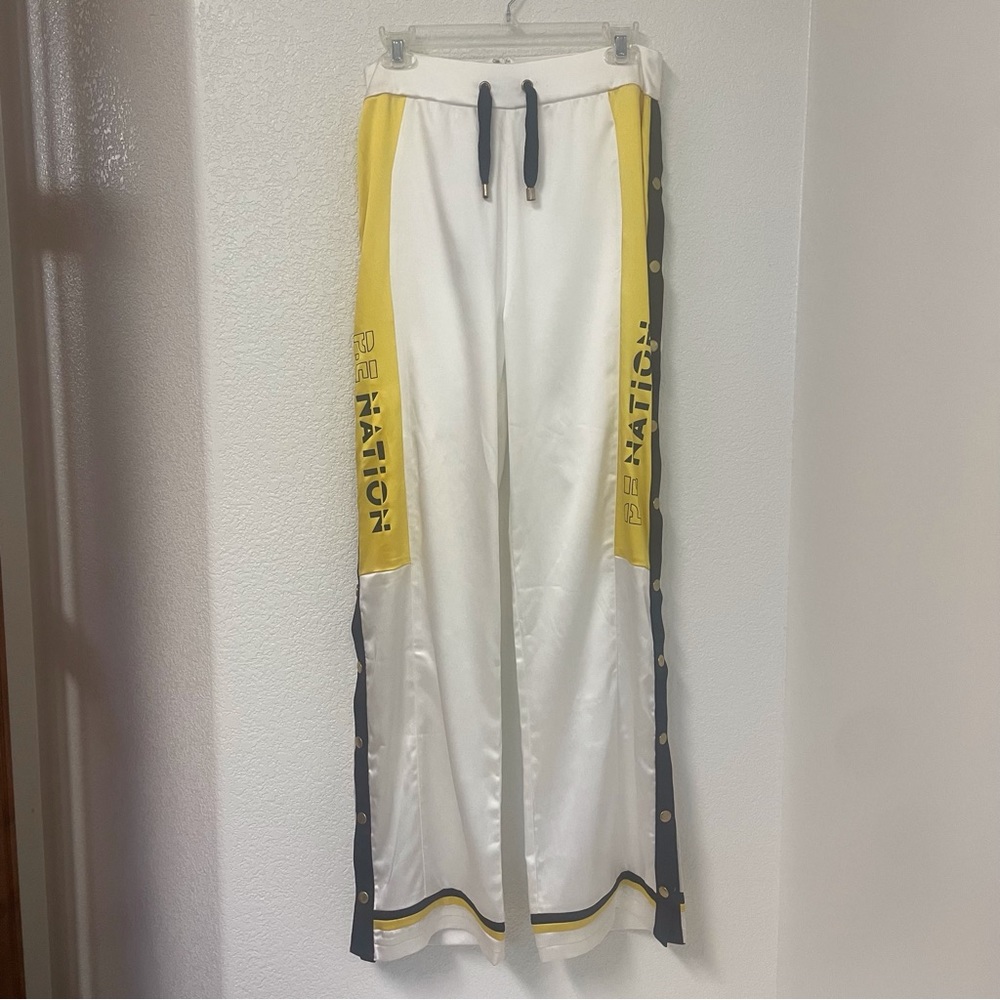 P.E NATION ENFORCER SATIN SNAP TRACK PANTS